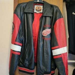Carl Banks Detroit Red Wings Leather Coat